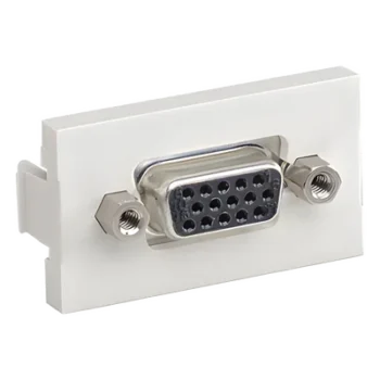 Inserto Plano / Acoplador VGA Hembra-Hembra 15 Pines / ABS / Blanco Mate / 1.64' x 0.70' x 0.89'