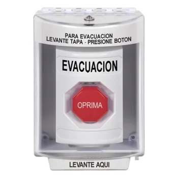 Botón de Evacuación / Cubierta Policarbonato / Restablecimiento con Llave / Bocina Integrada / Interior-Exterior / -40 a 121 °C