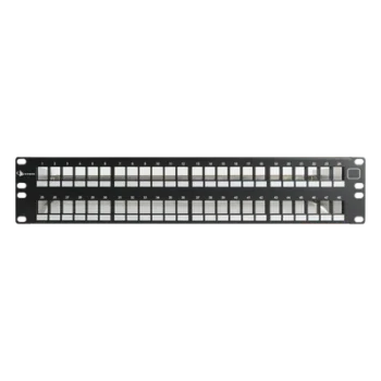 Patch Panel / 48 Puertos Keystone UTP / Plano 2UR / Acero 18 Gauge / 19.00 x 3.50 x 5.96 in