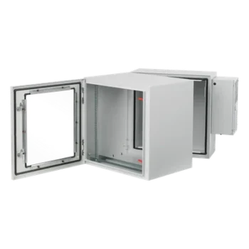 Gabinete Rack / 12U / Tipo 4 IP55 / Bisagra Doble / Ventana Vidrio / Aire Acondicionado / Montaje Pared / 600x612x710 mm (23.6x24.1x28 in) / Acero