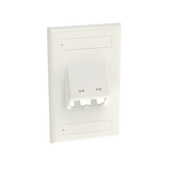 Placa de Pared Vertical / 2 Puertos Mini-Com Inclinados / ABS / 2.75 x 4.5 in / Con Etiquetas / Blanco
