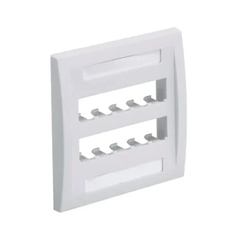 Placa de Pared Vertical / 10 Puertos Mini-Com / Etiquetas con Cubierta / ABS Impacto / Blanco Mate