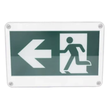 Letrero de Señalización de Emergencia / Alto Brillo / Doble Voltaje 120/220 VCA / Batería de Respaldo 120 min / Montaje Universal / IP Policarbonato