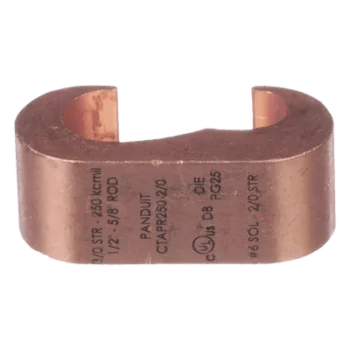 Conector de Puesta a Tierra Estilo E / Conductor Cobre 6-2 AWG / Varilla 1/4" (6.4 mm) / Cobre Alta Conductividad / 0.75" (19.1 mm) Longitud