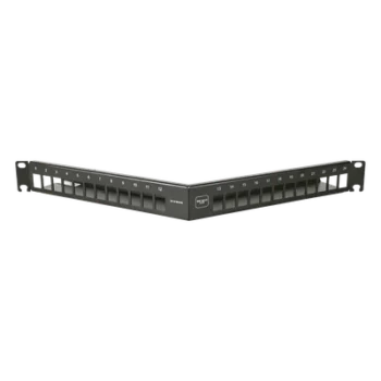 Patch Panel Angulado 10G MAX UTP / 24 Puertos Vacíos / 1U Rack 19" / Compatible Z-MAX® y UltraMAX™ / Color Negro / Administrador de Cable Integrado
