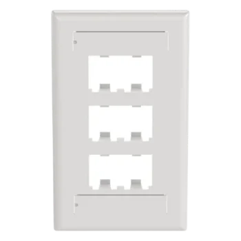 Placa de Pared Vertical / 6 Puertos Mini-Com / Diseño Plano / 2.75 x 4.5 in / ABS / Blanco