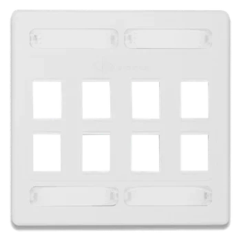 Placa de Pared Doble Modular / 8 Salidas / Reducción Diafonía Exógena / Material UV Resistente / Color Blanco