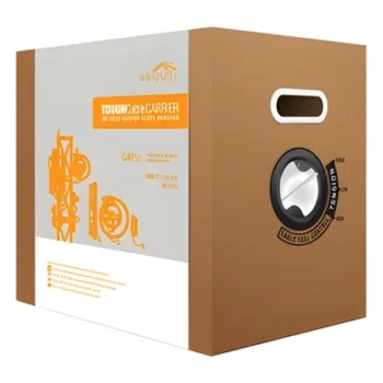 Bobina de Cable de 305 Metros (1000 Pies), Cat5e Exterior Blindado Carrier Class Color Negro, Cable de Drenado para Descargas Electrostáticas, Divisor Anti-Crosstalk y Blindaje Secundario