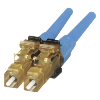 Conector de Fibra Óptica LC Duplex OptiCam, Monomodo 9/125 OS2, Pre-pulido, Color Azul