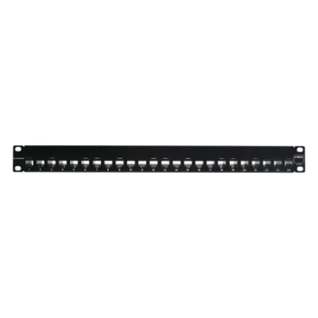 Patch Panel UTP de 24 Puertos / Categoría 6 / Plano / 1UR / Precargado con Jacks Z-MAX / Acero 18 Gauge