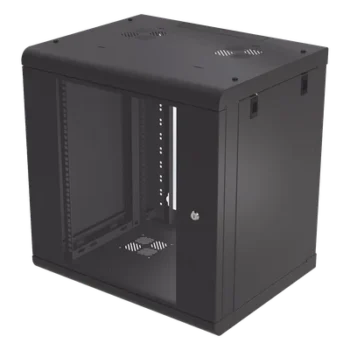 Gabinete de Pared de 12U con Puerta de Cristal Templado, 479.5 mm de Profundidad, Rack de 19'', Acero Reforzado Color Negro.