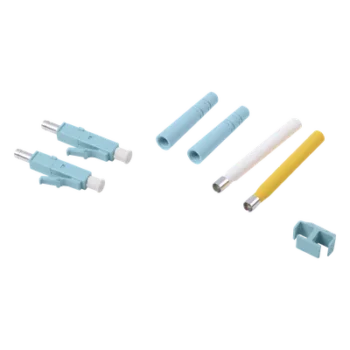 Conector de Fibra Óptica LC Duplex / Epoxi y Pulido / Multimodo / Fibra Recubierta / Color Aqua / 50 Unidades por Caja
