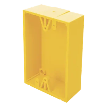 Caja de Montaje Superficial / Policarbonato Resistente / Perfil Bajo 1.5 pulgadas (38 mm) / Compatible con Botones de Emergencia / Activación Tipos 2, 5, 6, 7, 8 y 9