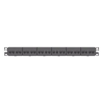 Panel de Parcheo / 24 Puertos / Cat 5e / 1 UR / Plano / Negro