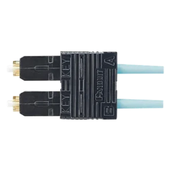 Conector de Fibra Óptica SC Duplex / Multimodo OM3/OM4 50/125 µm / Pre-pulido / Férula Zirconia / 900 µm Tight Buffer / Color Aqua