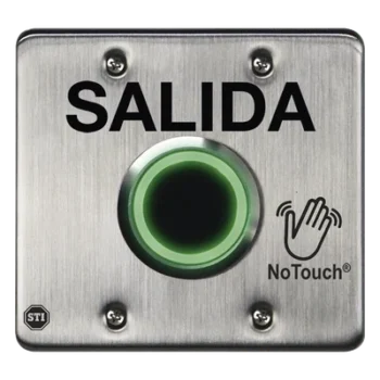 Botón de Salida NoTouch / Sensor Infrarrojo IR / Acero Inoxidable 304 / Salida Doble / Contacto Seco Forma C / LED Bicolor / 4.5 x 4.5 x 0.26 pulgadas