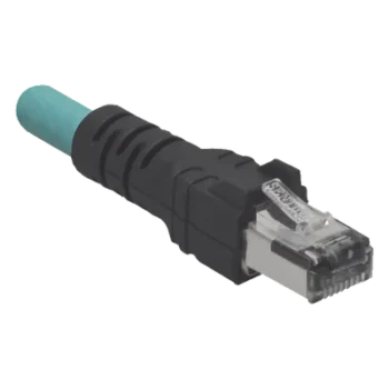 Cable de Conexión IndustrialNet Cat5e, de M12 D-Code Macho a Plug RJ45, Blindado S/FTP, Forro TPO, Color Azul Cerceta, 5 Metros