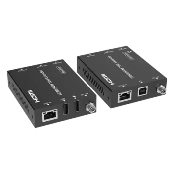 Extensor HDMI con KVM / 4K2K@60Hz / 4:4:4 / 18 Gbps / 70 m (229.7 ft) / HDR / PoC Bidireccional / USB 1.1 / Audio 3.5mm