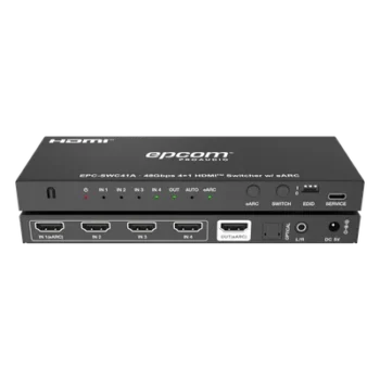 Switch HDMI 4x1 / 8K@60Hz 4:2:0 / 48 Gbps / ARC/eARC / Extracción de Audio Óptico y Analógico / Control CEC / Gestión EDID / USB-C Firmware