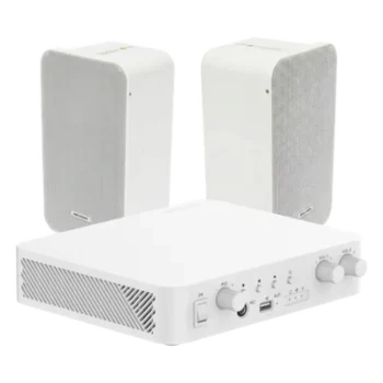 Kit Amplificador 100V / 2 Canales 30W / Bluetooth / USB / RCA / 2 Altavoces Pared 20W / IP66