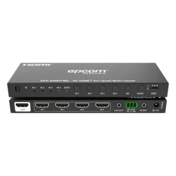Multivisor HDMI / 4 Entradas x 1 Salida / 4K@30Hz / Vista Cuádruple / Control IR / HDCP 1.4