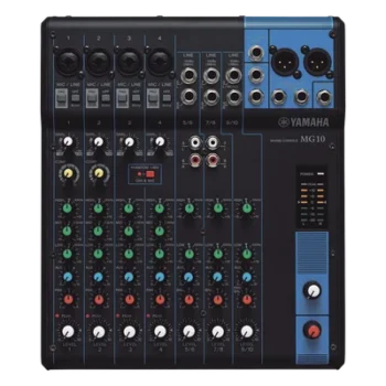 Mesa de Mezclas Analógica / 10 Canales / 4 Entradas de Micrófono / 3 Entradas de Línea Estéreo / Phantom Power / Bus Estéreo con 1 Envío Auxiliar