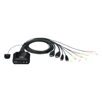Conmutador KVM / 2 Puertos / HDMI 4K 60 Hz / DCI 4096x2160 / HDCP 2.2 / Audio 3.5 mm / USB 2.0