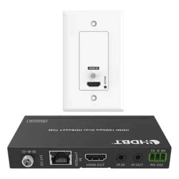 Extensor HDBaseT de Placa de Pared / 4K2K@60Hz / 40 m (131.2 ft) / 1080p a 70 m (229.7 ft) / PoC / IR Bidireccional / RS-232 / HDMI 2.0b 18 Gbps