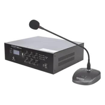 Kit Amplificador 70/100V / 120W RMS / Bluetooth MP3 USB Tuner / Micrófono de Escritorio / 2 Tonos de Timbre