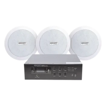 Kit Amplificador 70/100V / 120W RMS / 3 Altavoces de Plafón 5 in / Bluetooth MP3 Tuner USB / Taps 3.75 - 30W