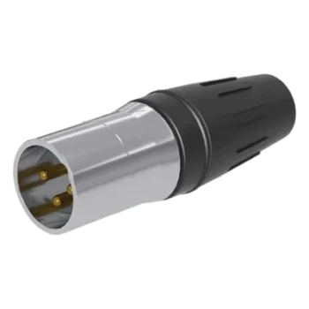 Conector XLR Macho / 3 Núcleos / Acero Inoxidable / Contactos Oro / 20 A / 250 V CA / Identificación por Color