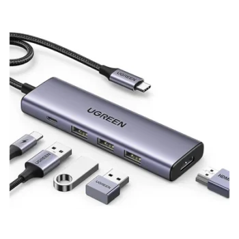 Docking Station USB-C / 5 en 1 / HDMI 2.0 4K@30Hz / 3 USB-A 3.0 5Gbps / PD 100W / Cable 25 cm (9.8 in) / Aluminio