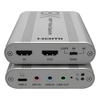Tarjeta de Captura HDMI / 8K@60Hz / 4K2K@144Hz / USB 3.2 Gen 1 / Ancho de Banda 48 Gbps / Mezcla de Audio / Aluminio