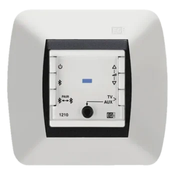 Amplificador Bluetooth / Entrada AUX/TV / Potencia 2+2W RMS / Alimentación Universal 110-230VCA / Dimensiones 45x45x52 mm
