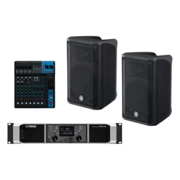 Sistema PA / 2 Bocinas 2 Vías 10" / Amplificador Clase D 2x 800W / Mezclador 10 Canales / DSP Avanzado / Conectores XLR, TRS y Speakon