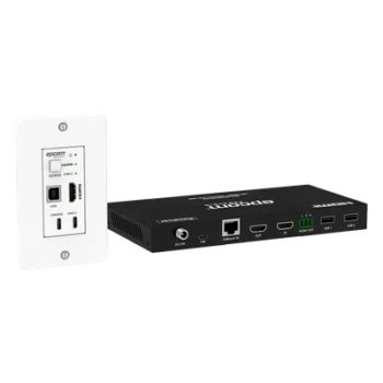 Extensor HDBaseT / 4K@60Hz / 100 m (328 ft) Cat6/6a/7 / Conmutador 2x1 HDMI/USB-C / KVM / PoE