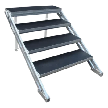 Escalera para Tarima / Altura Ajustable 100-170 cm (3.3-5.6 ft) / Ancho 100 cm (3.3 ft) / Superficie Antideslizante / Aluminio / Compatible Tarimas YS4