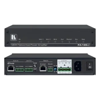 Amplificador de Potencia / 120W / Dante / DSP 32-bit / Hi-Z 70V-100V / Lo-Z 4Ω-8Ω / RS-232 / Control IP / 1U ½ 19"