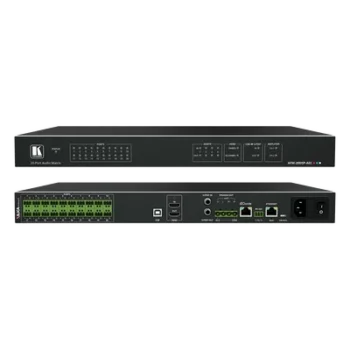 Matriz de Audio Digital / 20 Puertos Analógicos Configurables / DSP 32-bit 96kHz / AEC / Amplificador 2x60W + 1x120W / Dante 4x4 / HDMI 4K60 / USB Plug & Play / Rack 1U