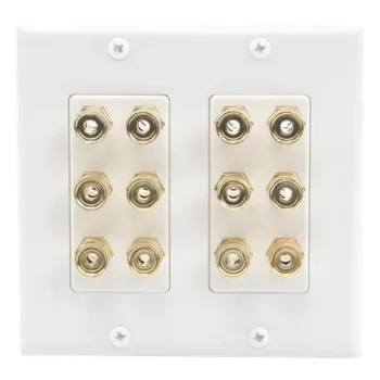 Placa de Pared para Altavoces / 12 Postes Tipo Banana / 6 Canales / Conectores Chapados en Oro / Instalación sin Soldadura