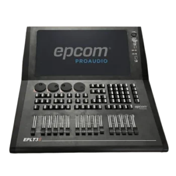 Consola de Control de Iluminación / 4 Universos DMX Nativos / 32 Universos Expandibles / 15 Faders de Reproducción / Pantalla Táctil 15.6 pulgadas / 4GB RAM + 128GB SSD / Linux OS