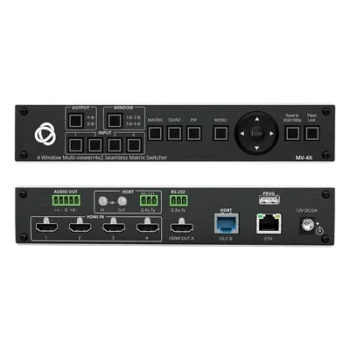 Matrix HDMI 4x2 con Escalado Integrado | Multi-Ventana | 4K@60Hz 4:4:4 | HDBT y HDMI | HDCP 2.3 | Conmutación Sin Corte | PiP-PoP | Control Web