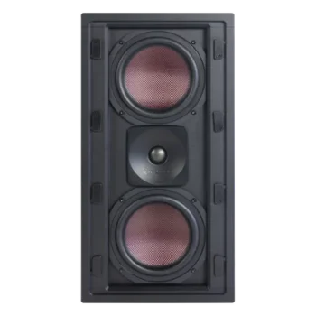 Bocina de pared / 2 woofers de fibra de carbono 6.5'' (16.5 cm) / Tweeter de titanio 1'' (2.5 cm) / 200W / Chasis de aluminio extruido / Parrilla invisible