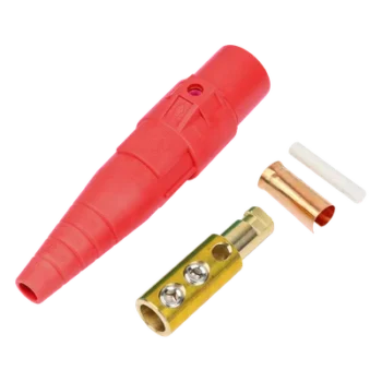 Conector Camlock Macho / 400 Amperes / 600V AC / Sección Cable 50-95 mm² / Compresión por Abrazadera / Plástico Ingeniería / Rojo