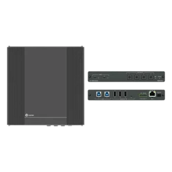 Switcher USB 3.2 | 2 Hosts USB-C con PD 3.0 | 2 Hosts USB-B | 4 Puertos USB Periféricos | Conmutación Automática | Control IP y RS-232 | PoE | Alimentación 20V DC 80W | MegaTOOLS™ Fan-less