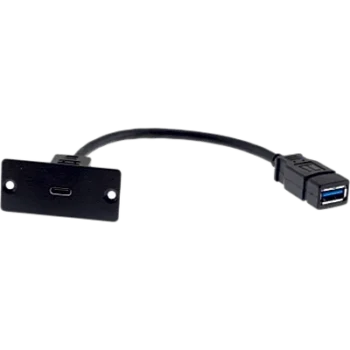 Inserto de Pared USB-C | 4.8 Gbps USB 3.0 | Cable 12 cm (4.72 in) | Aluminio | Negro