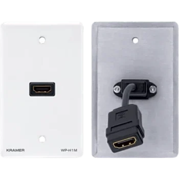 Placa de Pared HDMI Pasiva / Conexión Frontal y Trasera / Cable Plano Flexible / Formato US / Blanco