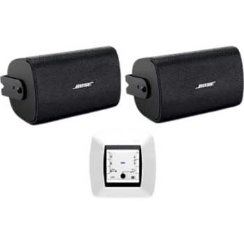 Kit de Audio Bluetooth / 2+2W RMS / Bocinas IP55 de Superficie / Entrada AUX/TV / Soporte 70V/100V / UL1480