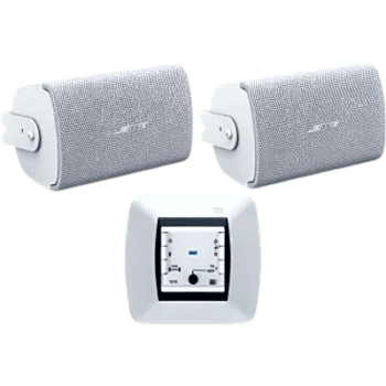 Kit de Audio / Mando Bluetooth / Bocinas de Superficie / 2+2W RMS / IP55 / Color Blanco
