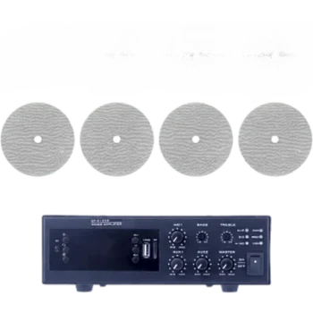 Kit de Amplificador de 120W / 4 Altavoces de Techo 6" / Sistema 70/100V / Bluetooth / MP3 / FM / USB